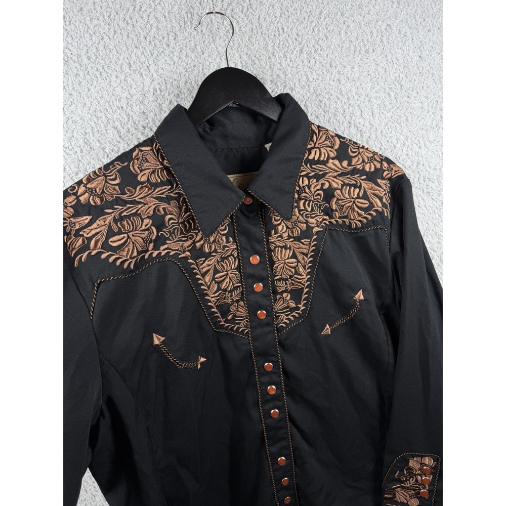 Scully Women's 2XL Floral Embroidered Western Black Shirt - PL-654 - Picture 5 of 9